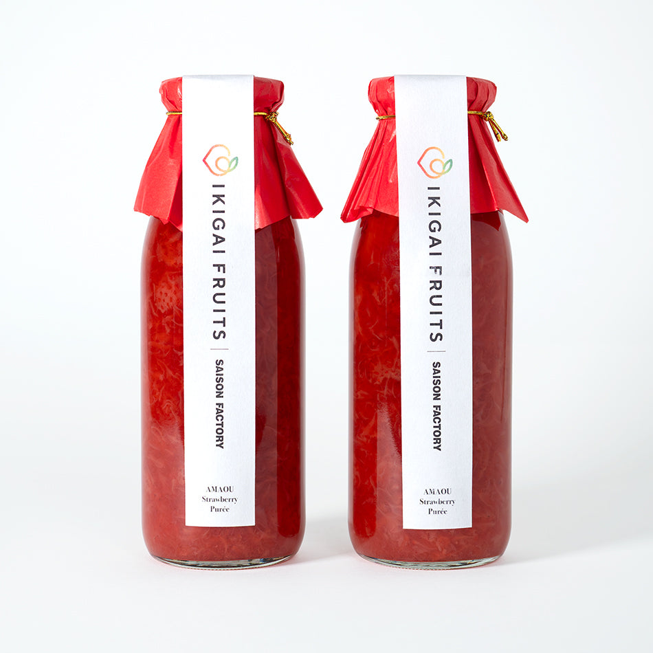 Two bottles of AMAOU Strawberry Purees